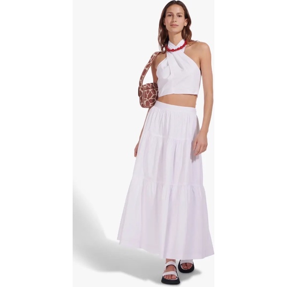 Staud Tiered Stretch Cotton Maxi Skirt - Picture 3 of 11
